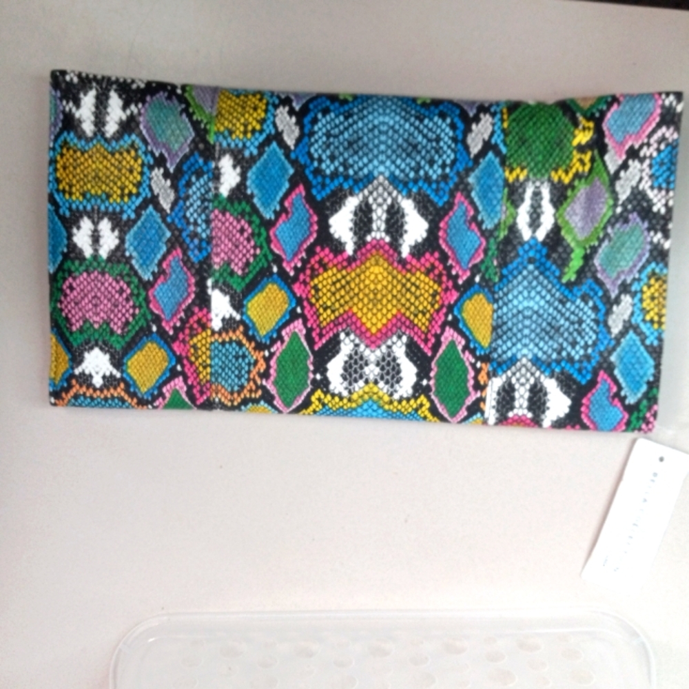 Multicolor Snake-Print Clutch Wristlet